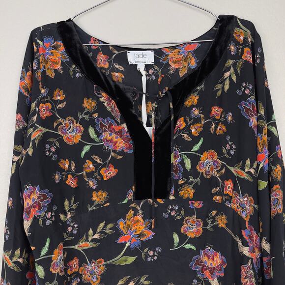 Johnny Was Jade Luca Maxi Dress Black Floral Size Large Silk Boho Whimsigoth NWT - Picture 5 of 10